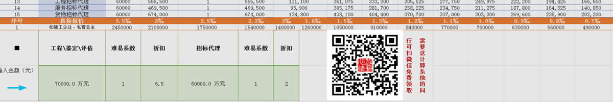 浙江省造价收费自动计算EXCEL表大图