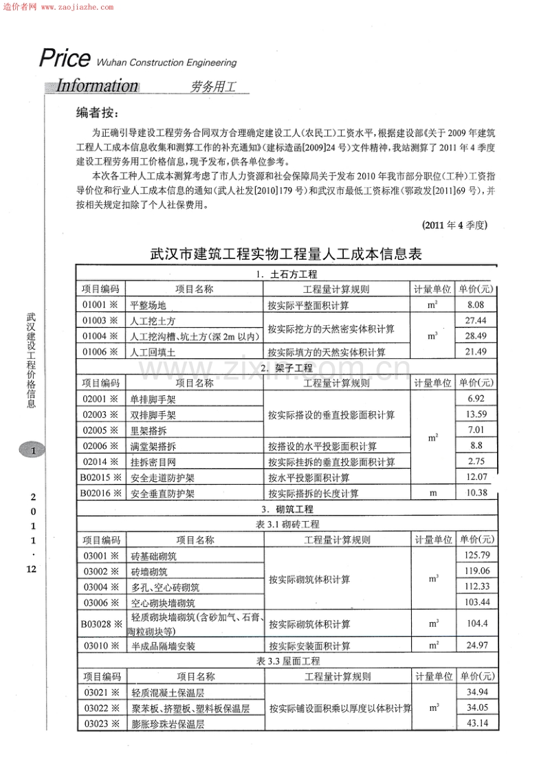 武汉建设工程 2011年12月价格信息电子版.pdf_第1页