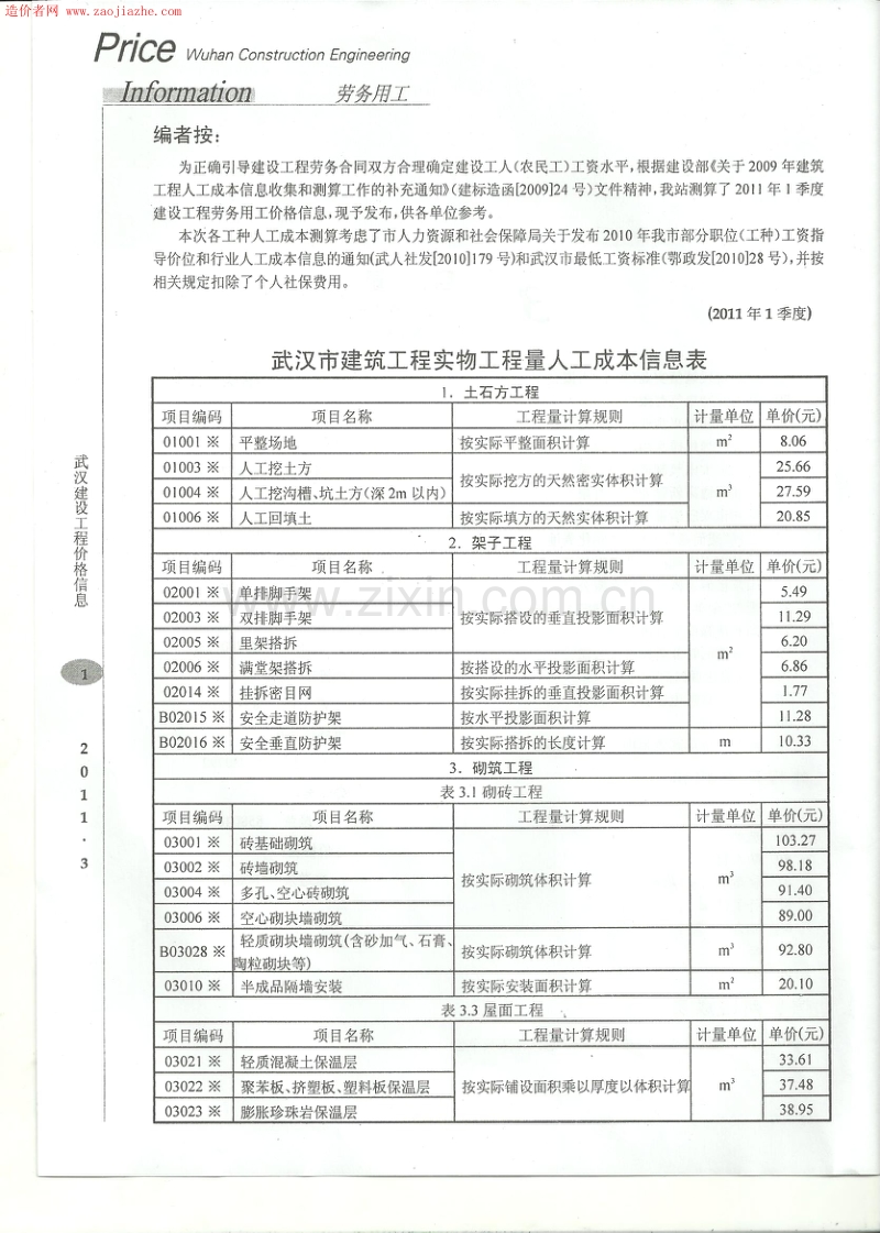 武汉建设工程 2011年3月价格信息电子版.pdf_第1页
