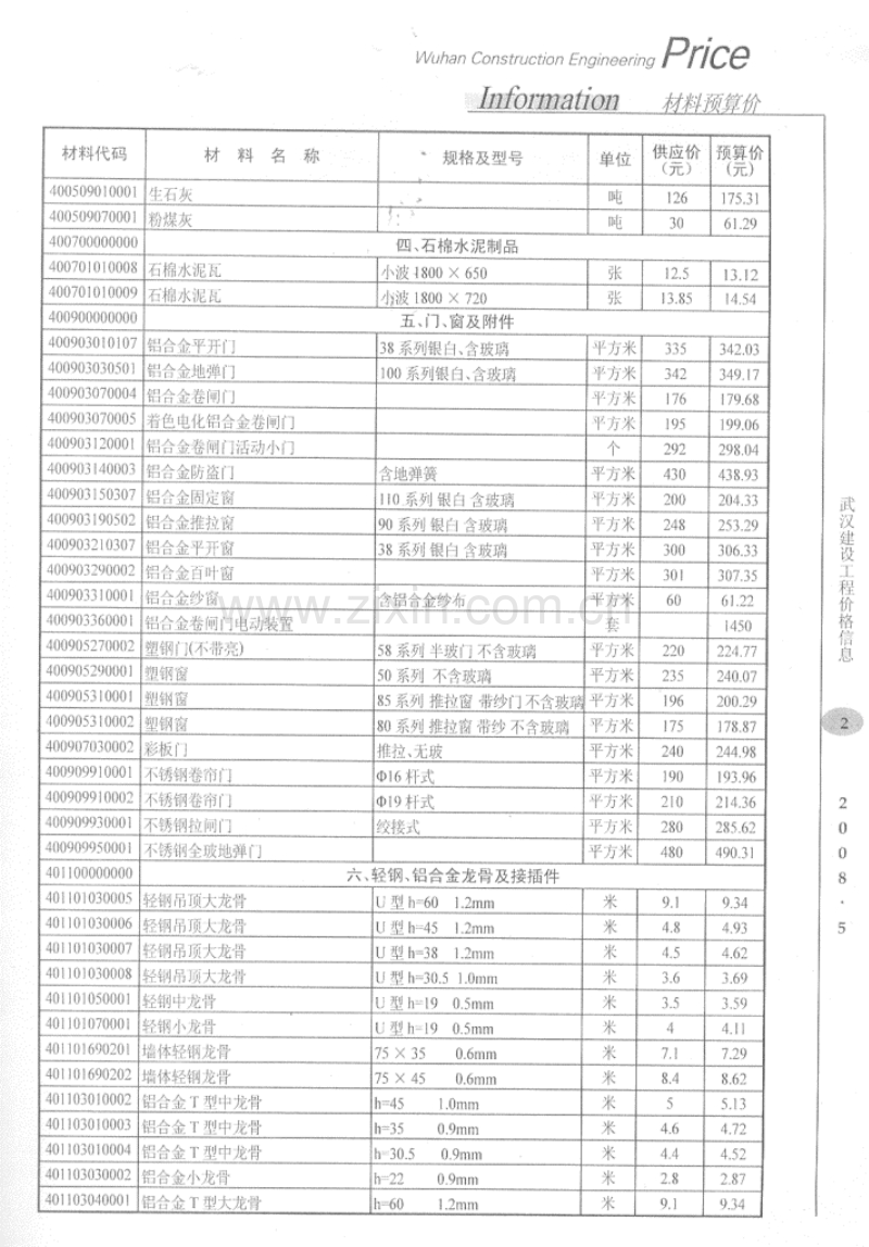 (2008年5月)武汉建设工程价格信息.pdf_第2页