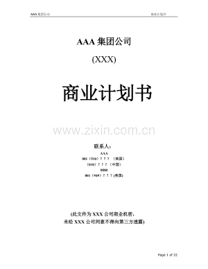 AAA集团公司 商业计划书.doc
