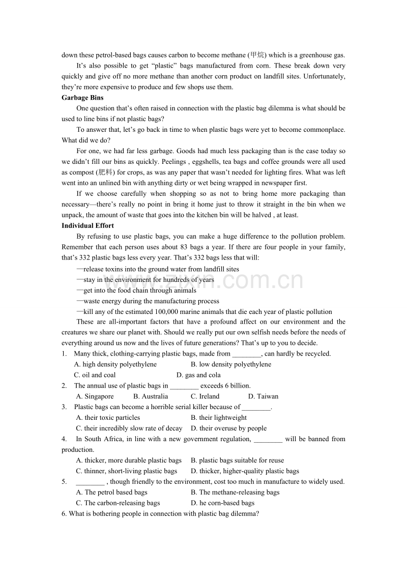2012年6月英语四级模拟题带答案（一至五）.doc_第3页