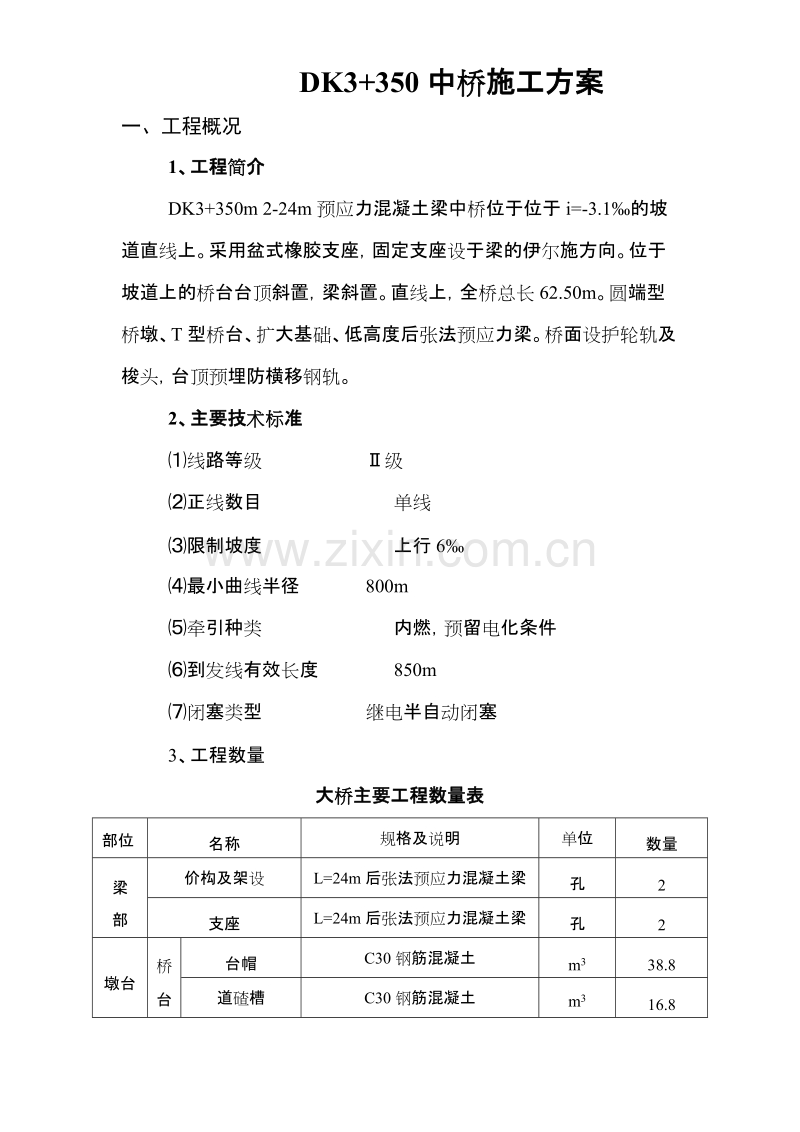 DK3+350预应力混凝土梁中桥施工组织设计方案.doc_第1页