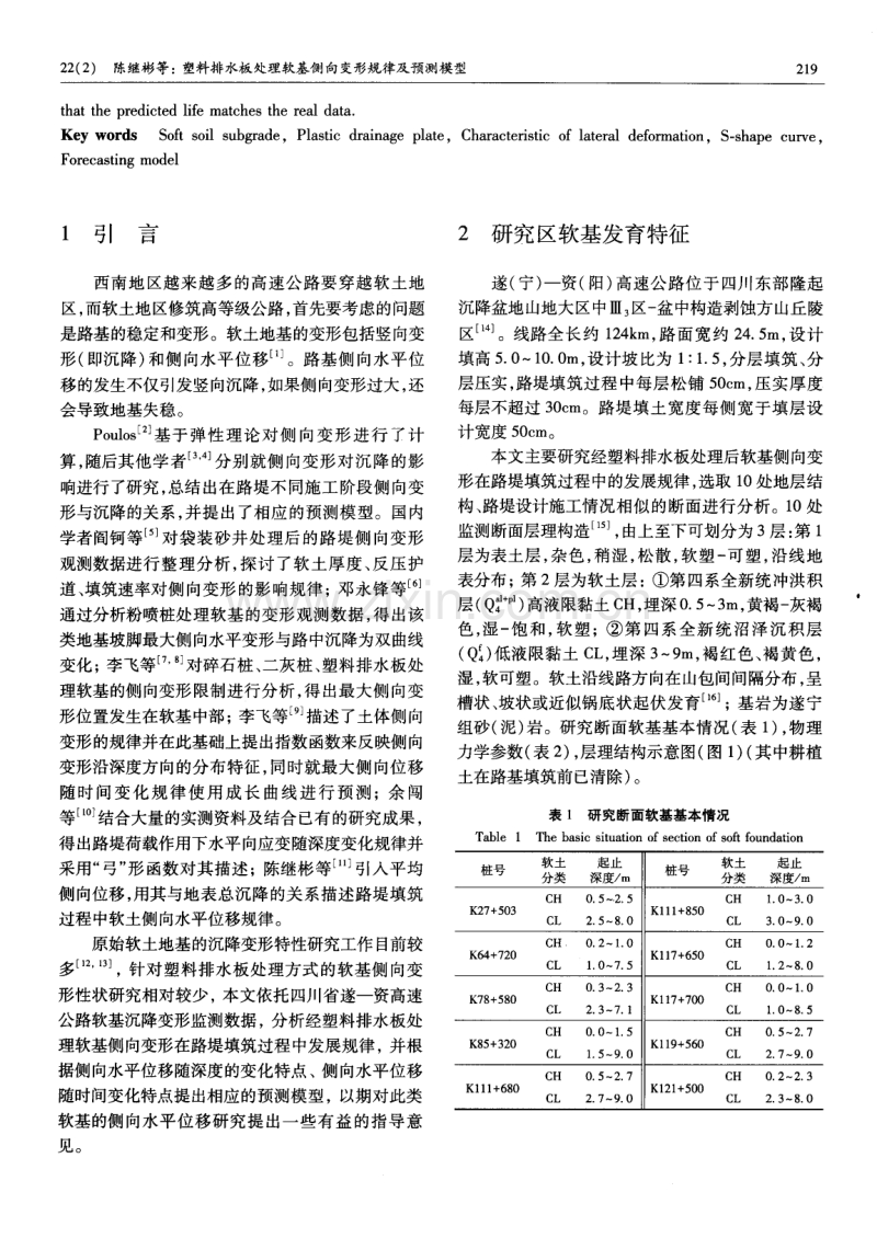 塑料排水板处理软基侧向变形规律及预测模型.pdf_第2页