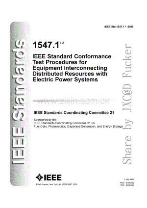 IEEE 1547.1-2005 带电力系统的设备互连配电资源的合格试验程序.pdf