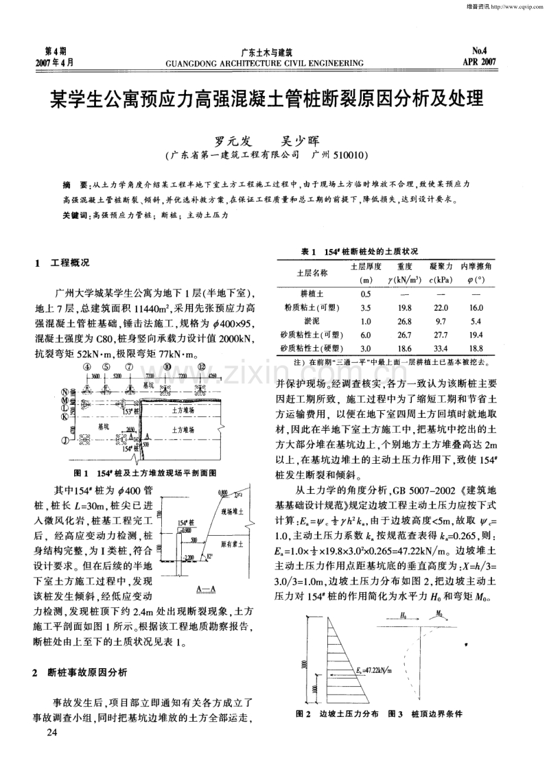 某学生公寓预应力高强混凝土管桩断裂原因分析及处理.pdf_第1页