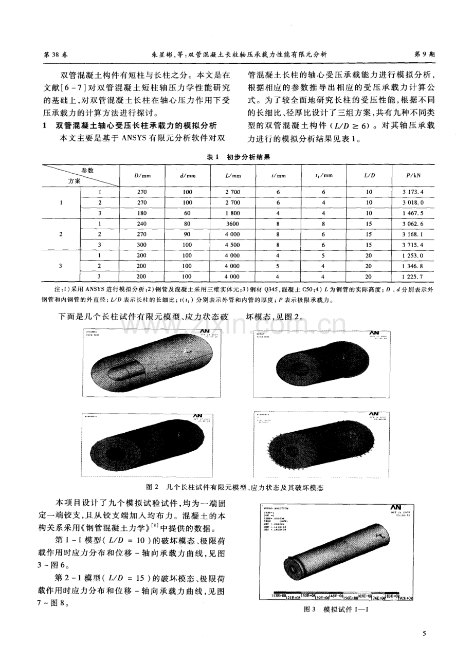 双管混凝土长柱轴压承载力性能有限元分析.pdf_第2页