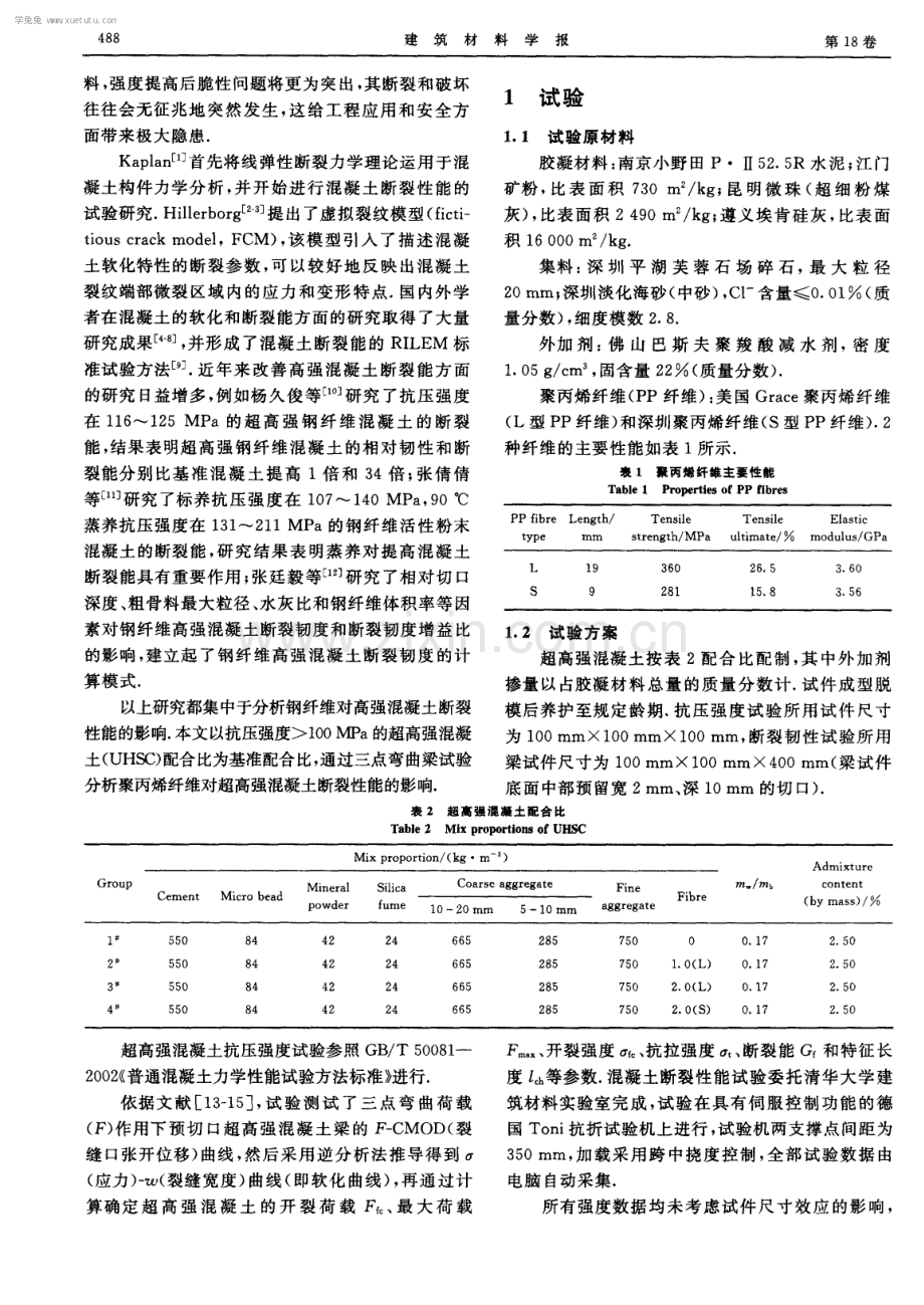 聚丙烯纤维对超高强混凝土断裂特性的影响.pdf_第2页