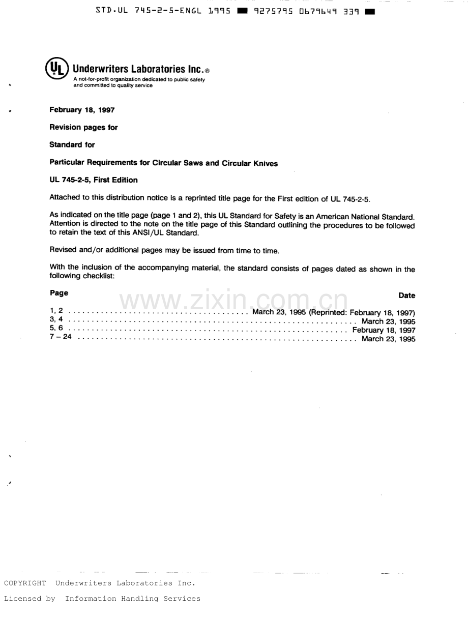 UL 745-2-5-1995 园锯和园刀片的特殊要求.pdf_第1页