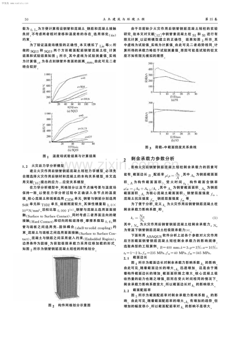 火灾后方钢管钢筋混凝土短柱承载力分析.pdf_第2页