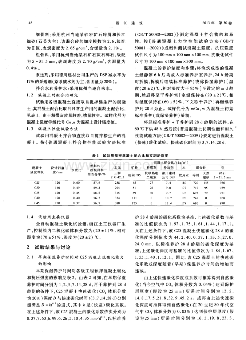 预拌混凝土抗碳化能力随早期保湿养护时间的变化规律.pdf_第2页