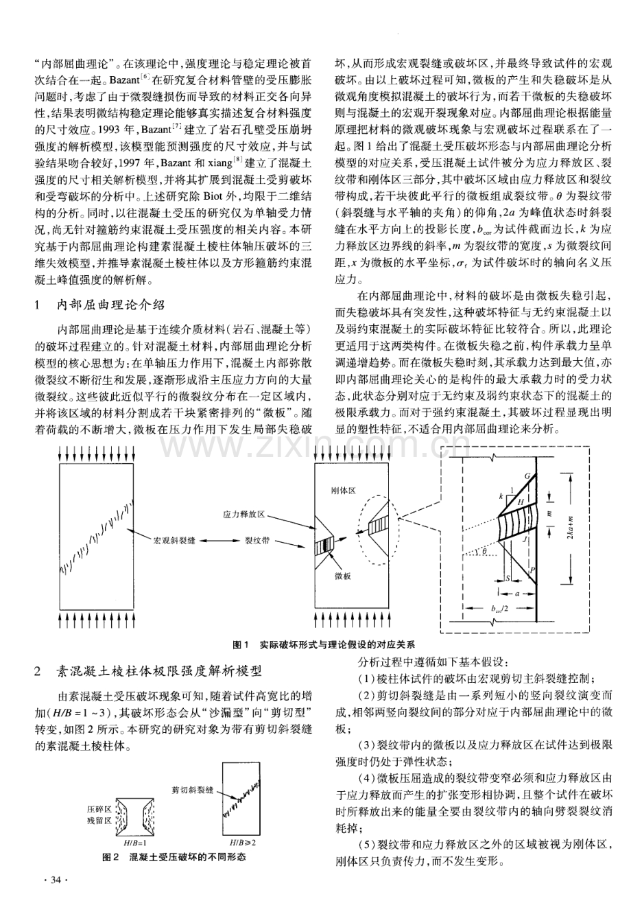 与构件尺寸相关的方形箍筋约束混凝土轴压强度解析模型.pdf_第2页