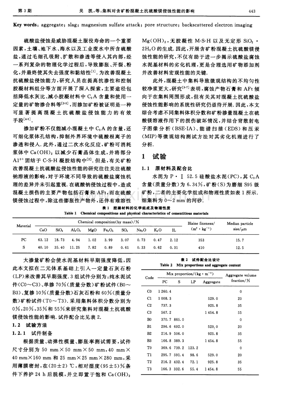 集料对含矿粉混凝土抗硫酸镁侵蚀性能的影响.pdf_第2页