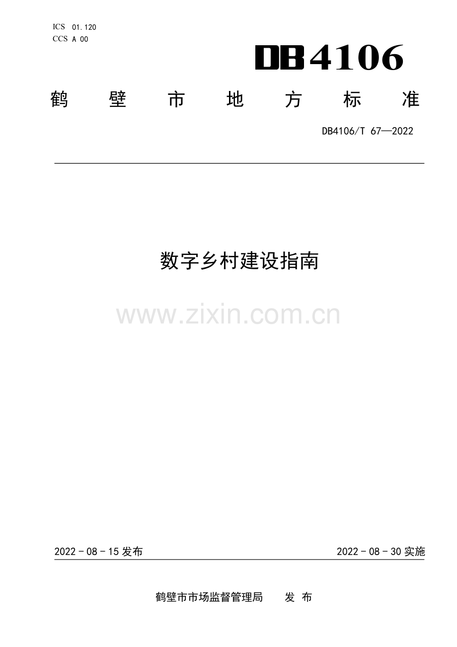 DB4106∕T 67-2022 数字乡村建设指南(鹤壁市).pdf_第1页