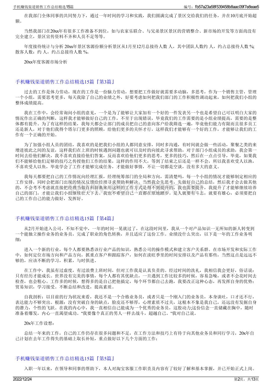 手机赚钱渠道销售工作总结15篇.pdf_第2页