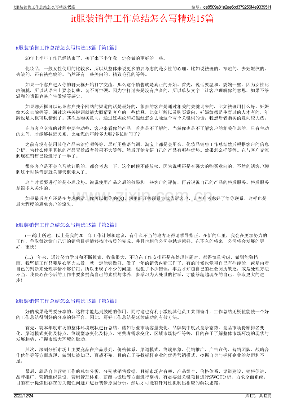 it服装销售工作总结怎么写15篇.pdf_第1页