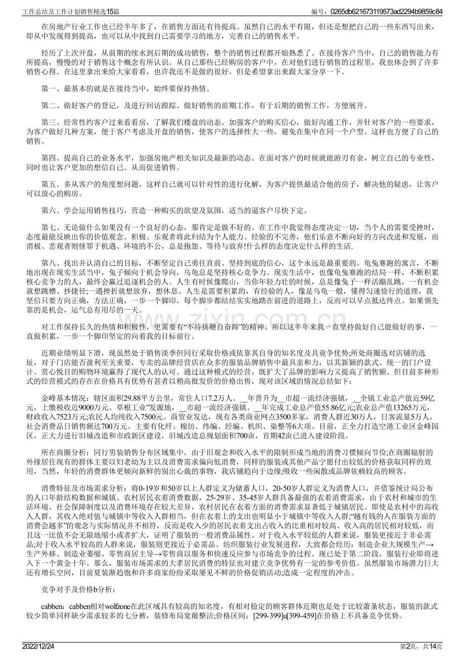 工作总结及工作计划销售15篇.pdf_第2页