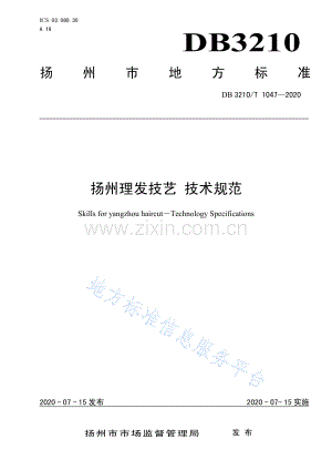 DB 3210∕T 1047-2020 扬州理发技艺 技术规范.pdf