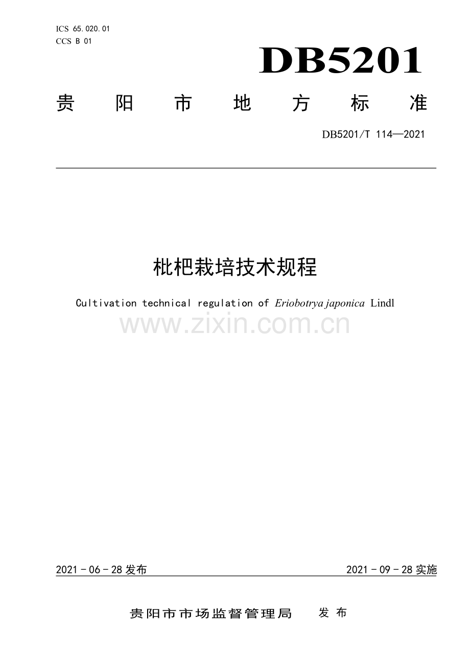DB5201∕T 114-2021 枇杷栽培技术规程(贵阳市).pdf_第1页