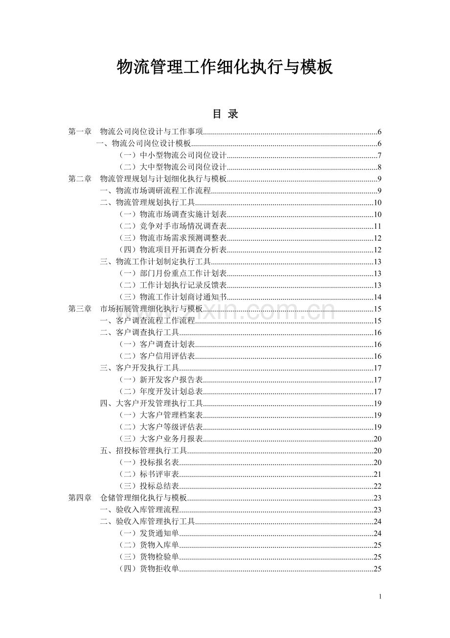 物流仓储管理工作_细化执行及模板.docx_第1页