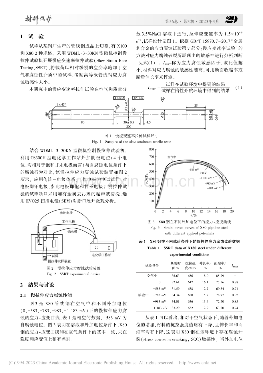 外加电位条件下X100_X...0管线钢的应力腐蚀行为研究_黄涛.pdf_第2页