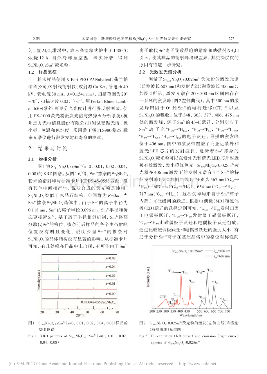 新型橙红色荧光粉Sr_4N...(3+)的光致发光性能研究_孟宪国.pdf_第2页