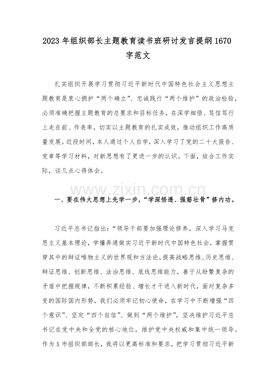 2023年主题教育读书班研讨发言提纲、实施方案、学习计划、第二批主题教育动员大会讲话稿（共10篇）供参考.docx_第2页