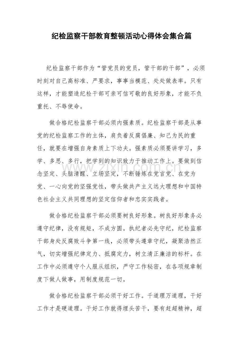 纪检监察干部教育整顿活动心得体会集合篇.docx_第1页
