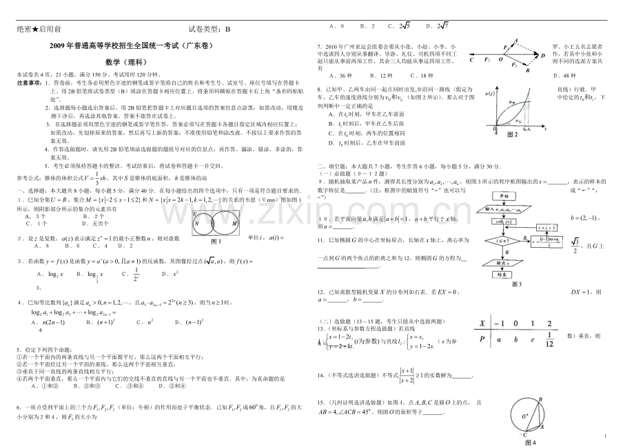 2009年广东高考（理科）数学（原卷版）.pdf_第1页