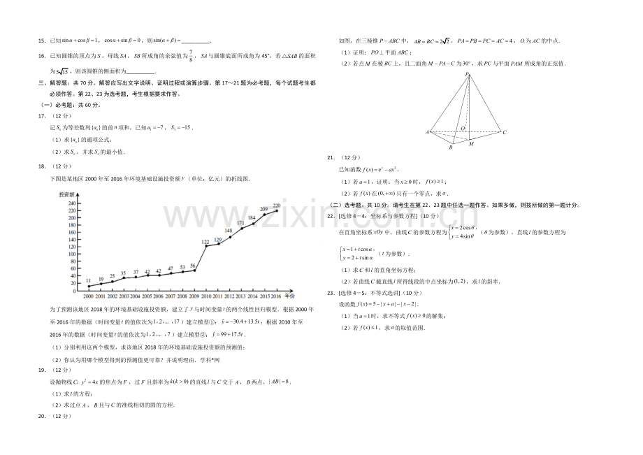 2018年海南省高考数学（原卷版）（理科）.pdf_第2页