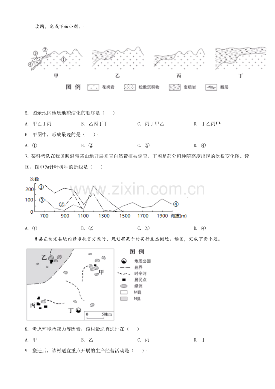 2021年北京市高考地理试卷（原卷版）.doc_第2页