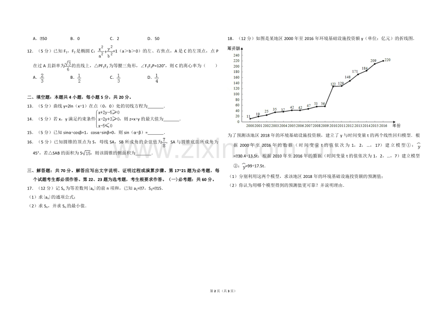 2018年全国统一高考数学试卷（理科）（新课标ⅱ）（原卷版）.pdf_第2页