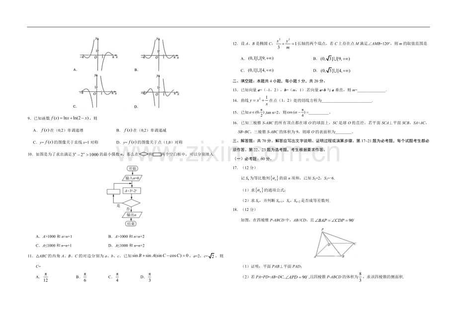 2017年广东高考（文科）数学（原卷版）.pdf_第2页