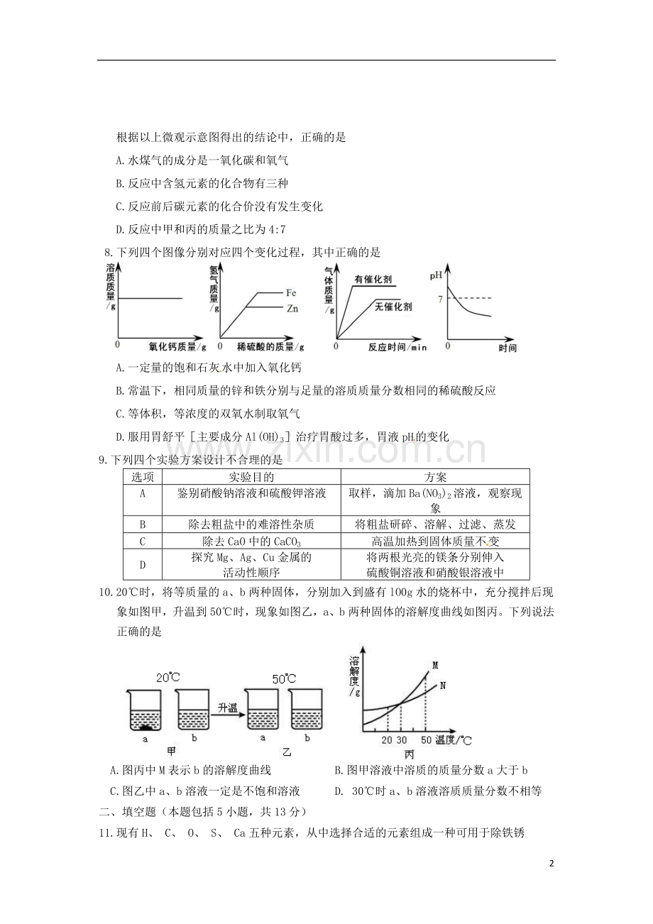 内蒙古呼和浩特市2015年中考化学真题试题（含答案）.doc_第2页