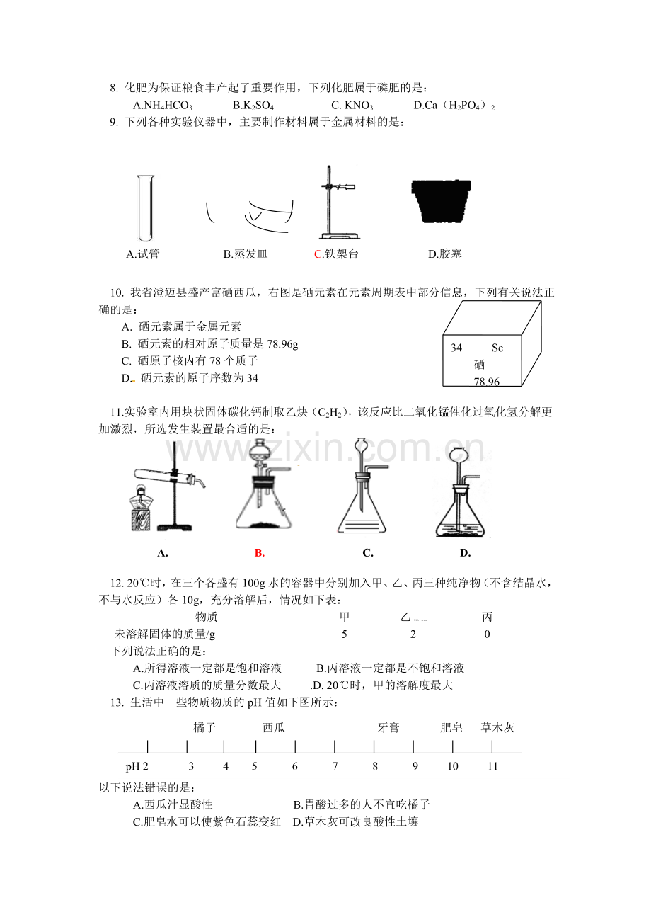 2014年海南中考化学试题及答案.doc_第2页