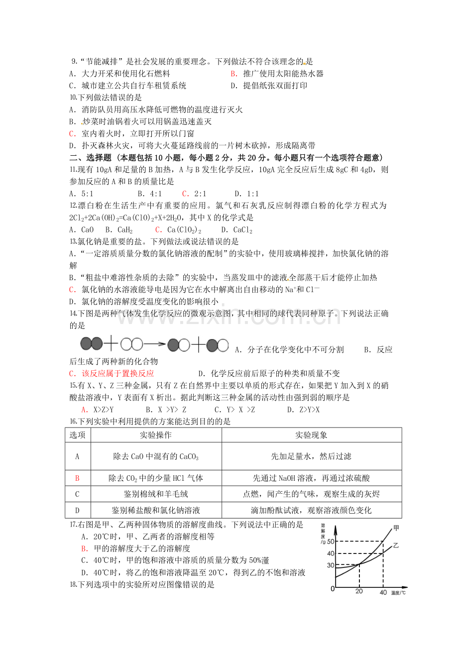 2013年潍坊市中考化学试卷及答案.doc_第2页