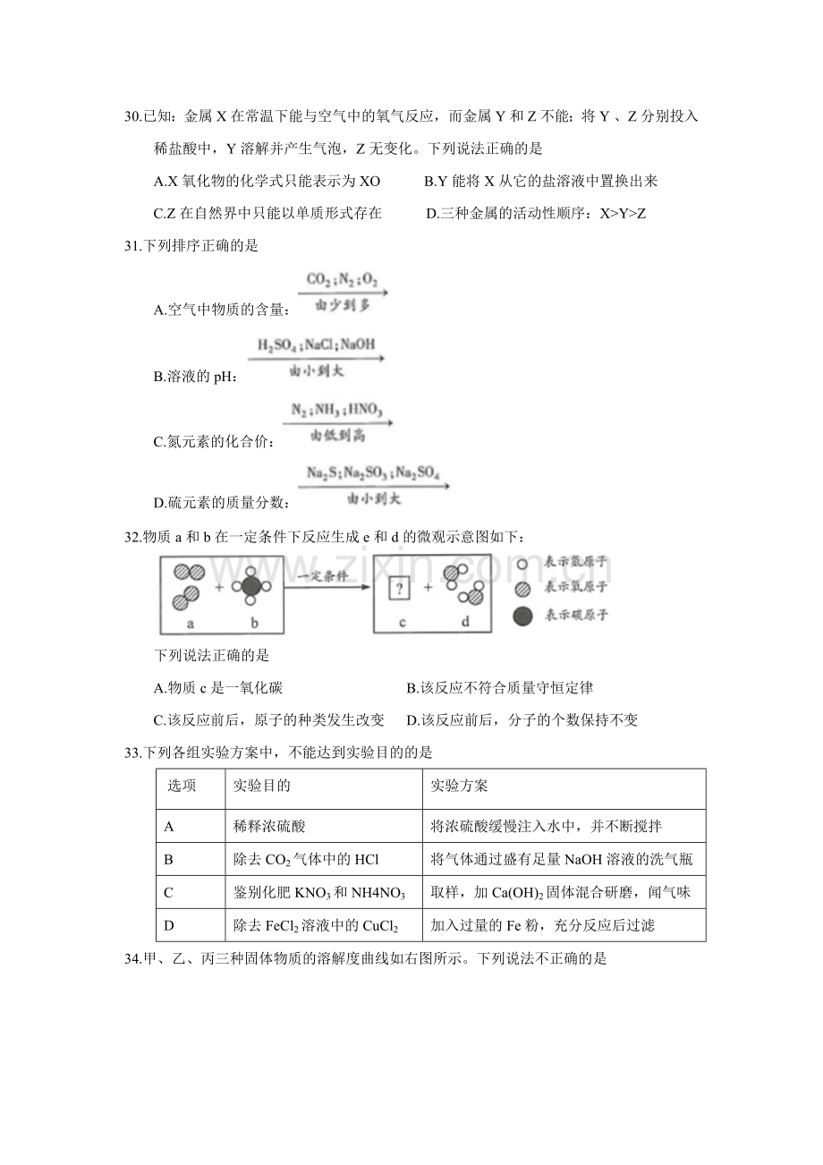 2018年江苏省连云港市中考化学试题（word版含答案）.doc_第2页