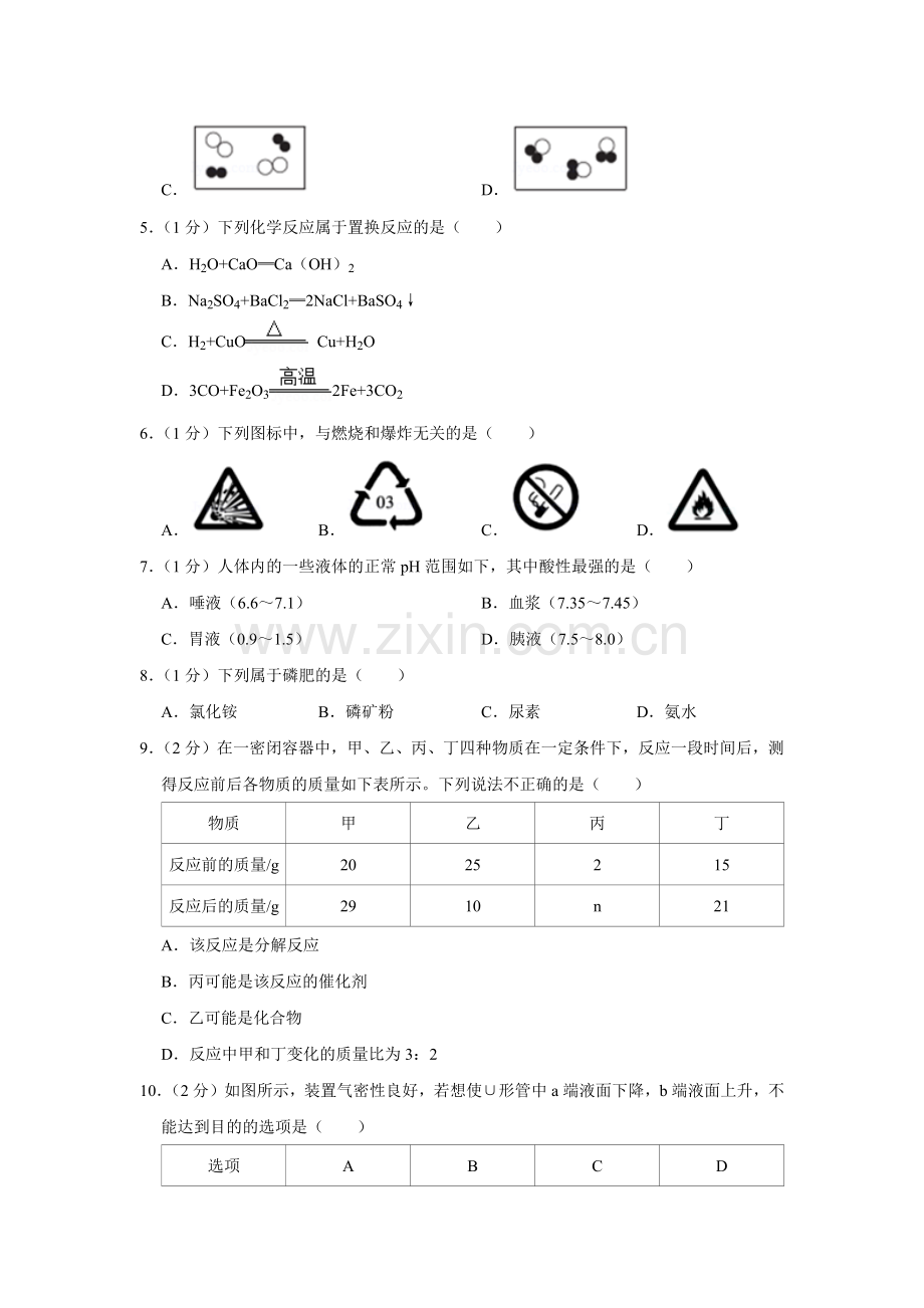 2020年辽宁省朝阳市中考化学试题（空白卷）.docx_第2页
