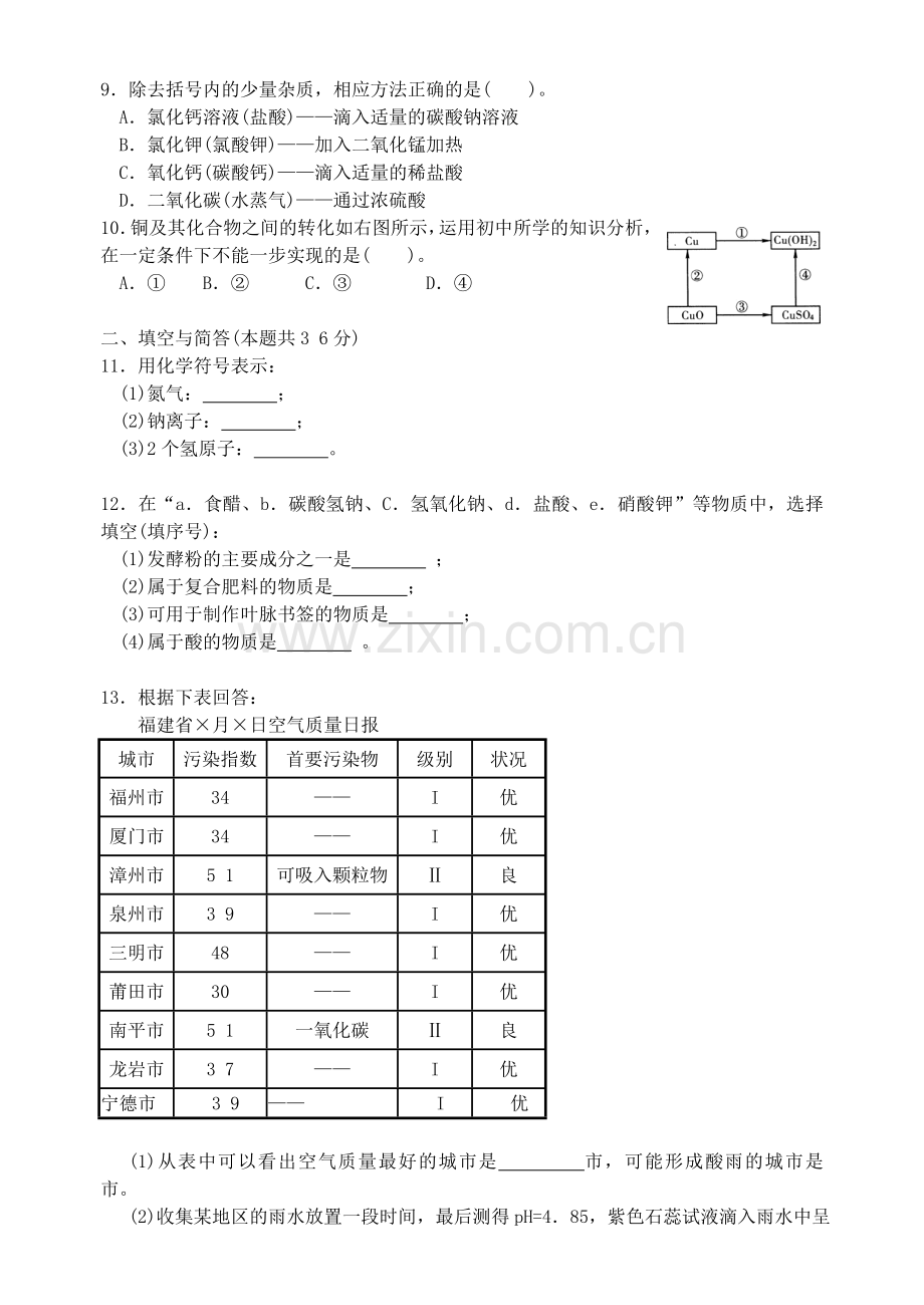 2012年福建省中考化学真题及答案.doc_第2页