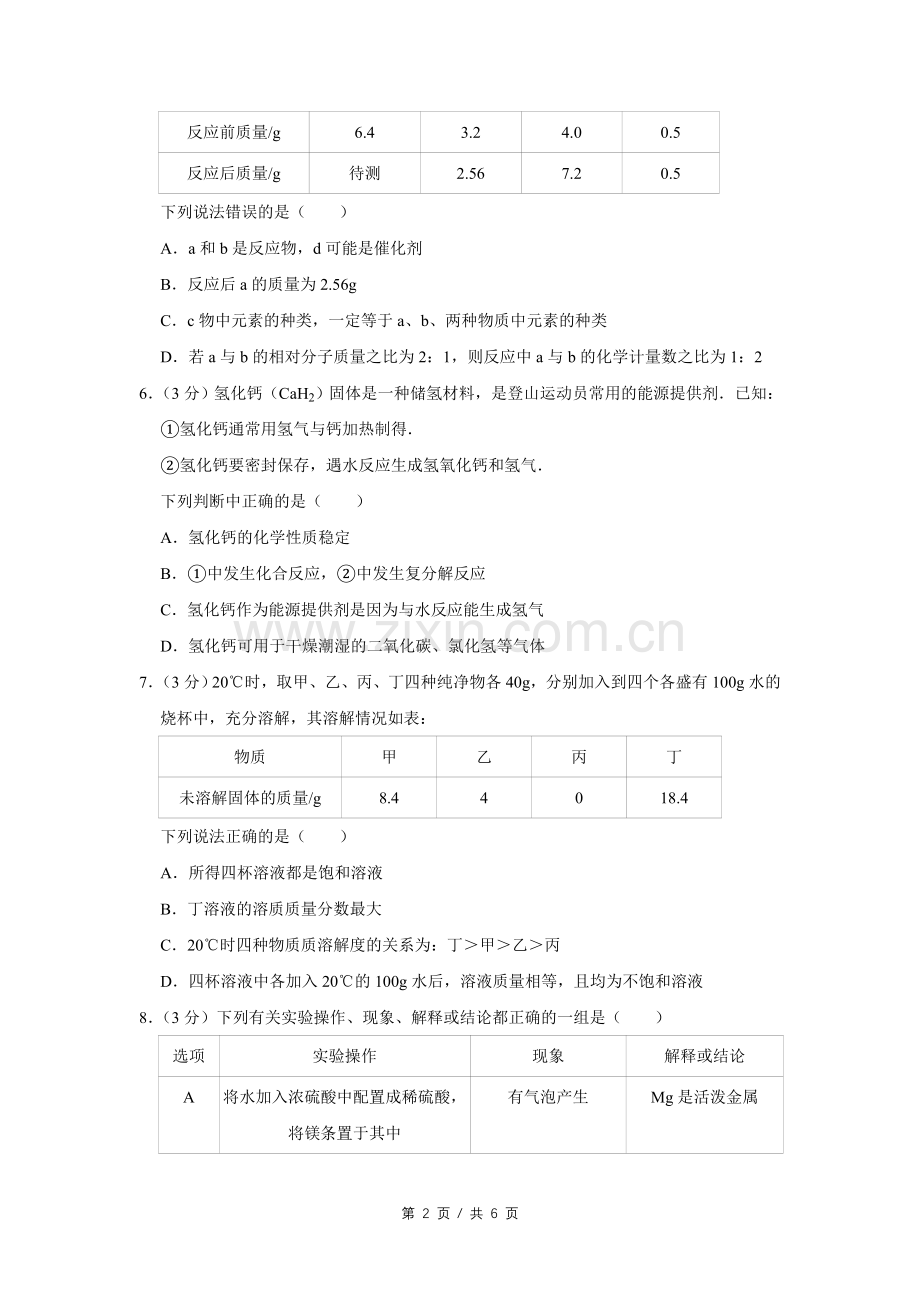 2015年四川省绵阳市中考化学试卷（学生版）.pdf_第2页
