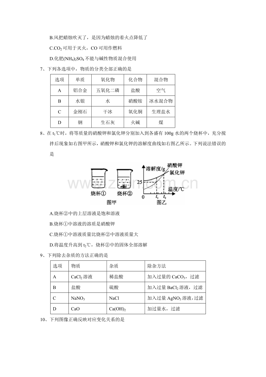 2018年湖北省咸宁市中考化学试题（word版含答案）.doc_第2页