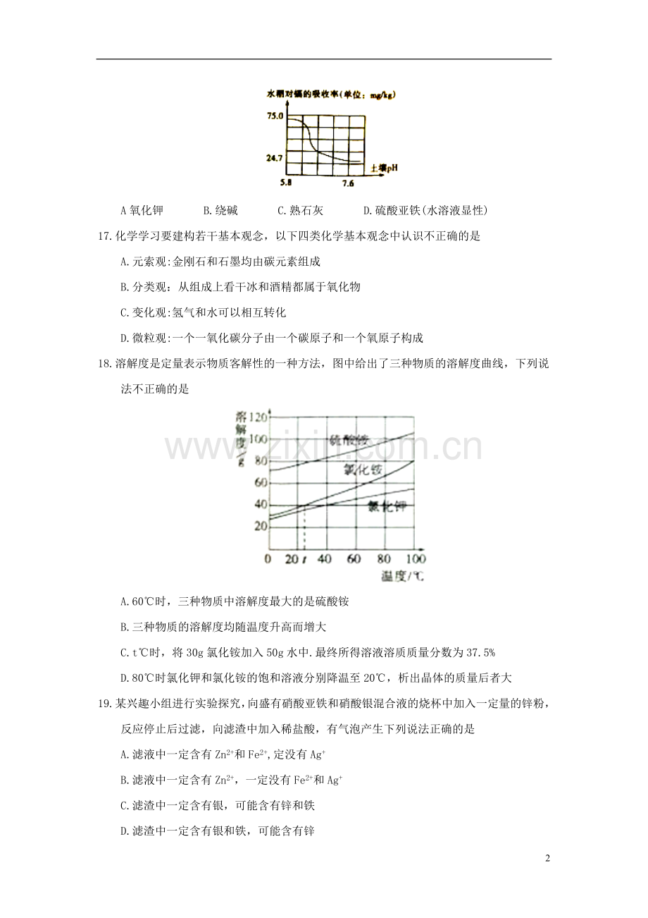 山东省枣庄市2018年中考化学真题试题（含答案）.doc_第2页