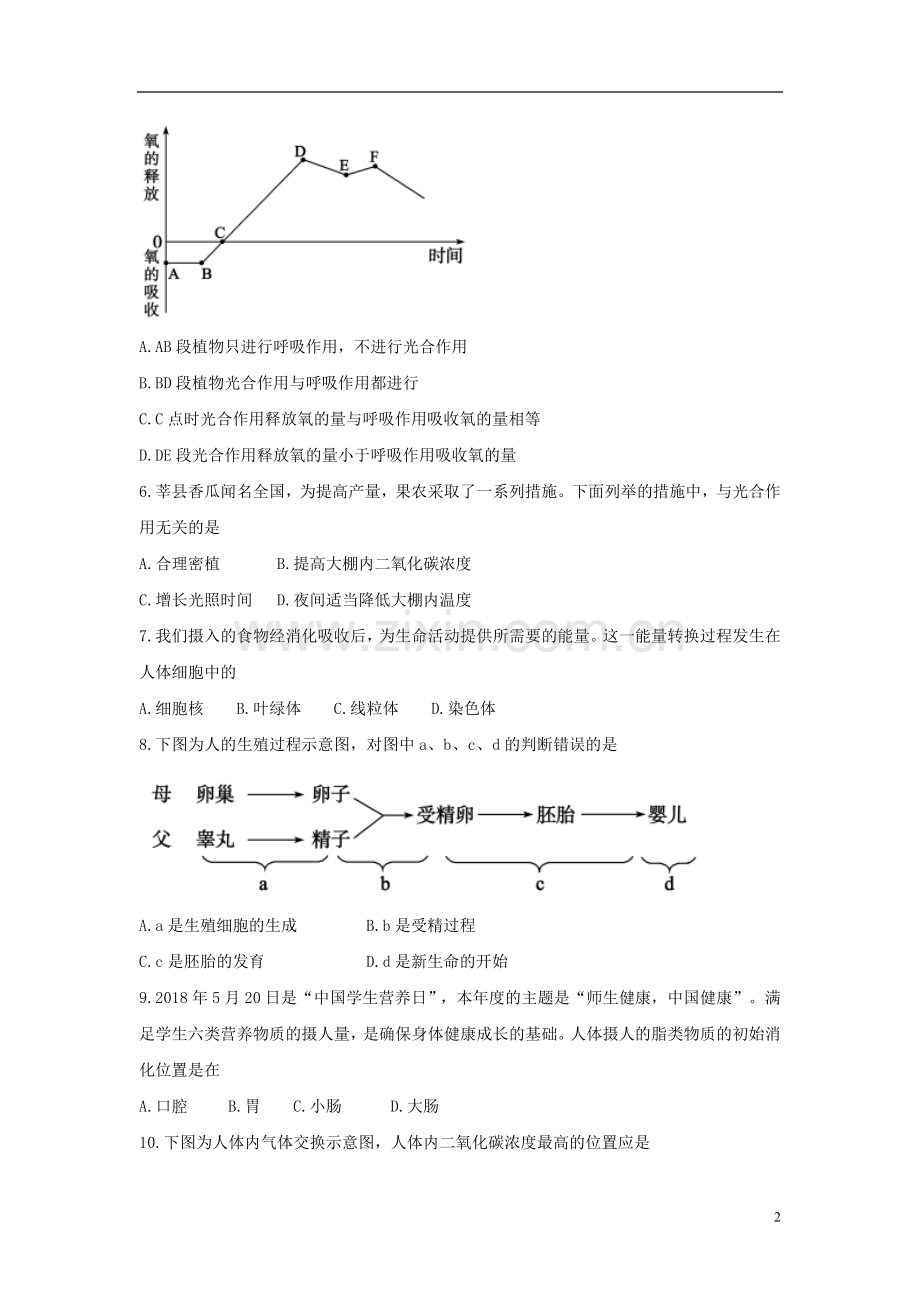 山东省聊城市2018年中考生物真题试题（含答案）.doc_第2页