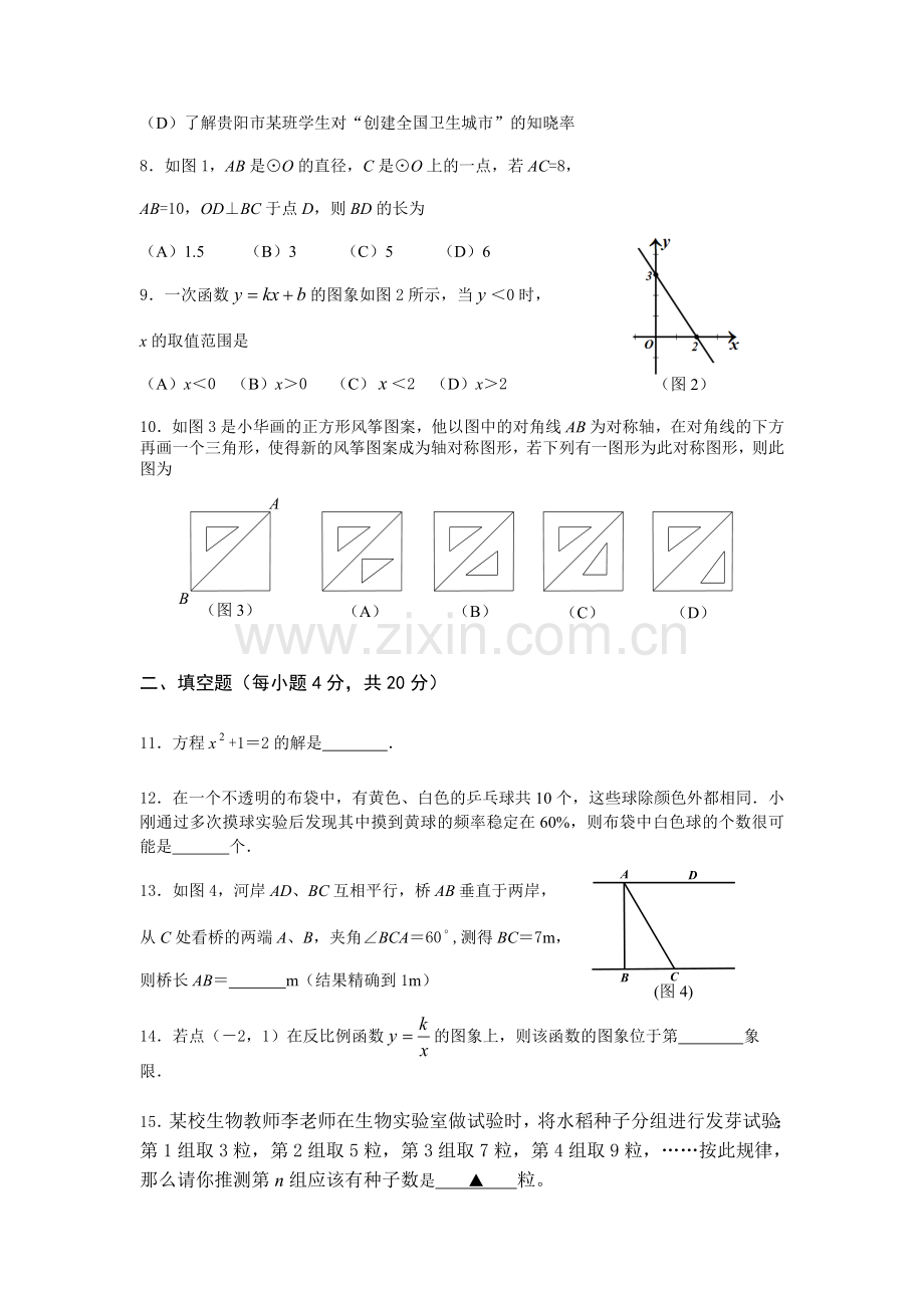 2010年贵州省贵阳市中考数学试卷及答案.doc_第2页