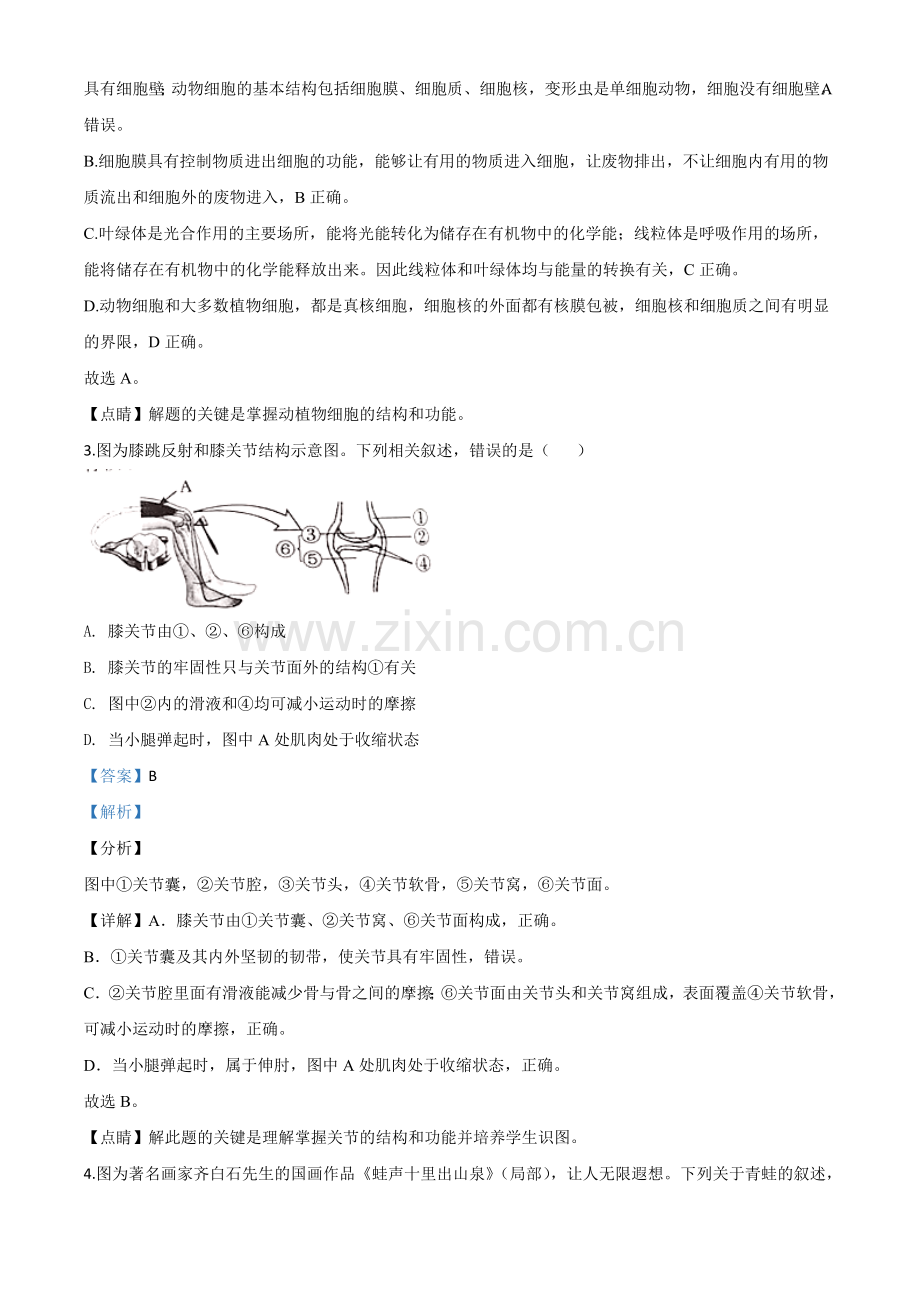 四川省内江市2020年中考生物试题（解析版）.doc_第2页