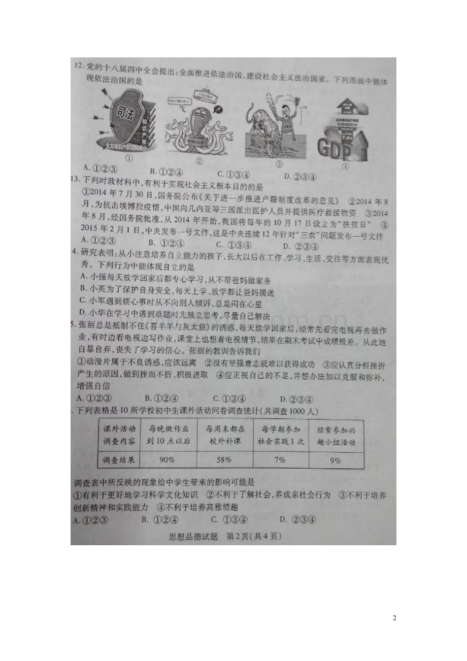 山东省菏泽市2015年中考政治真题试题（扫描版含答案）.doc_第2页