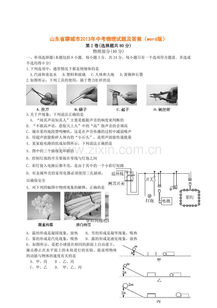 2013年聊城市中考物理试题及答案.doc_第1页