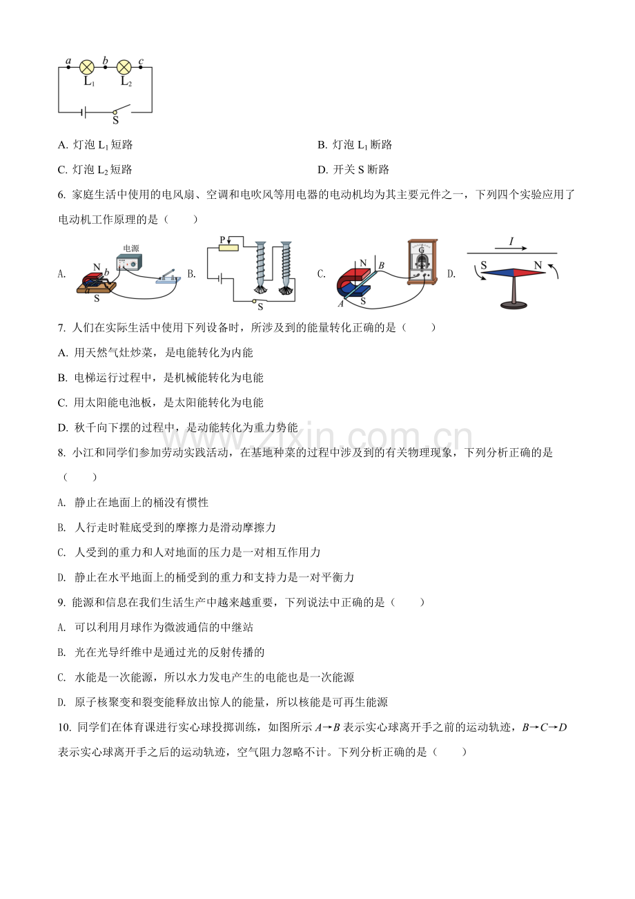 2022年四川省眉山市中考物理试题（原卷版）.docx_第2页