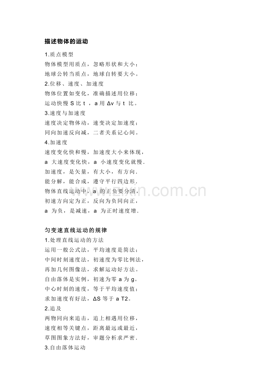 高中物理4大专题模块快速记忆口诀.docx_第1页