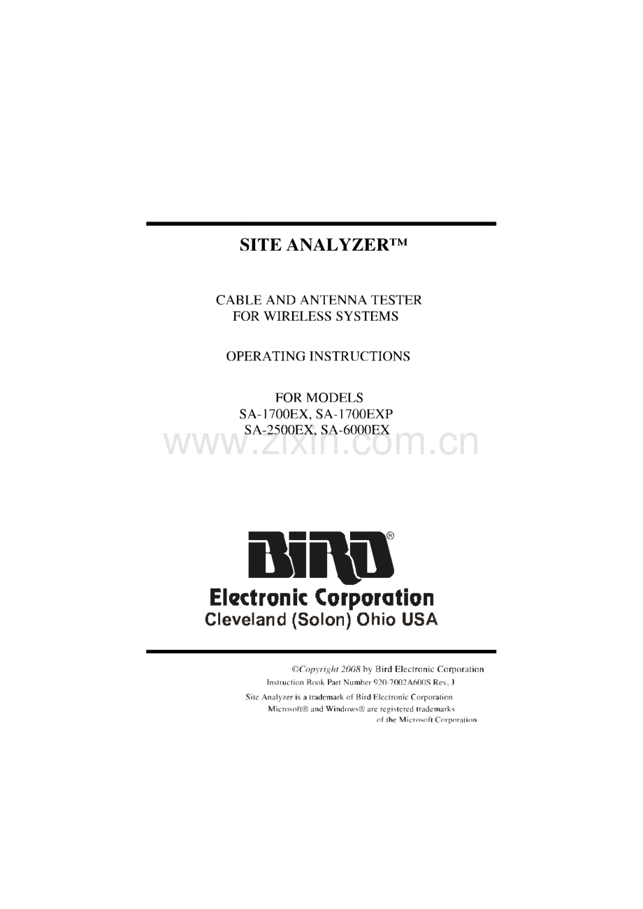 天馈线测试仪Bird SA2500EX SA6000EX操作说明.pdf_第1页